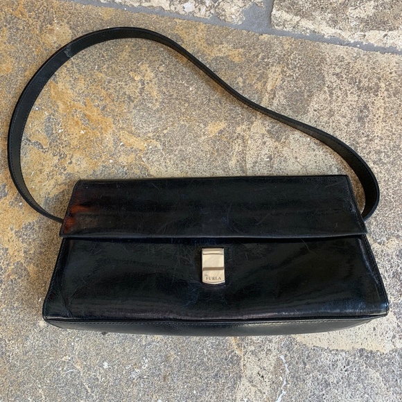 Furla Handbags - Furla Classic Black Leather Shoulder Bag